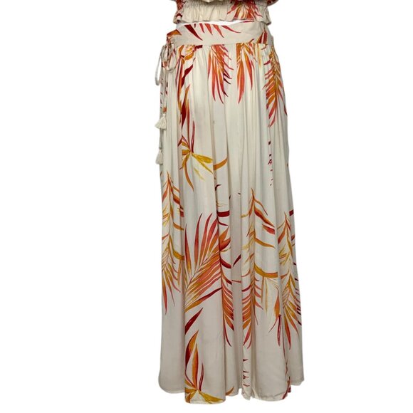 New York & Co Eva Mendes Wilma Maxi Skirt Set S Natural Off The Shoulder Top - Picture 11 of 14